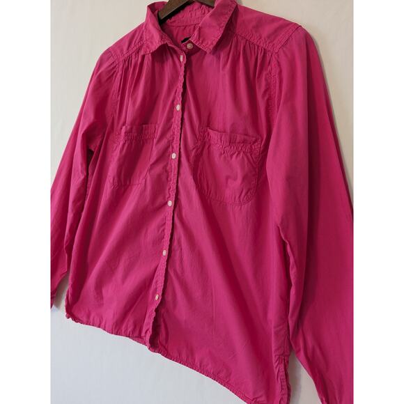J. Crew Garment-dyed Cotton Poplin Utility Shirt Women 8 Pink Long Sleeve Office - Picture 2 of 7